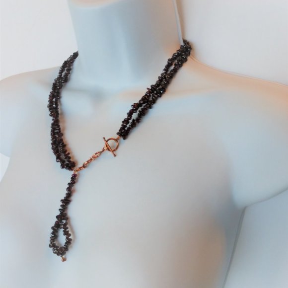 Handmade Dark Red Garnet Statement Necklace January Birthstone Beaded NWT - Picture 16 of 16